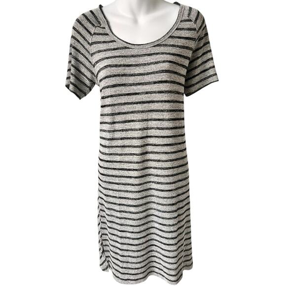 Philosophy Sweater Dress Women Small Relaxed Fit Stretchy Black Gray Stripe Cozy - Picture 1 of 10